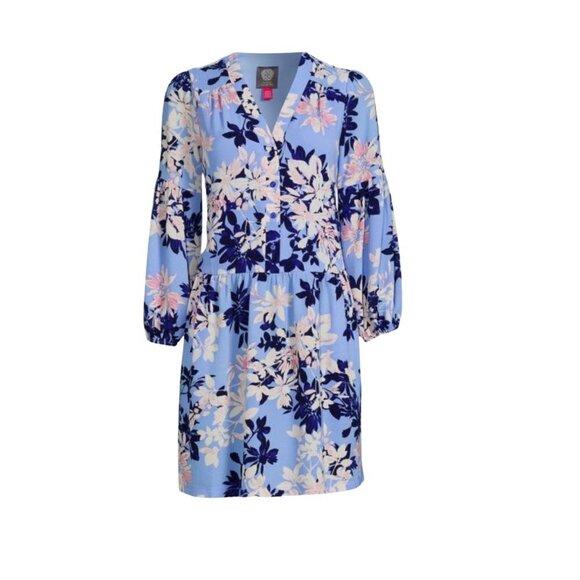 NEW Vince Camuto Floral Pebble Crepe Button Front Dress Sz. 12 - Picture 2 of 4